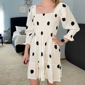Petal and Pup Polka Dot Balloon Sleeve Smocked Mini Dress (NWT)